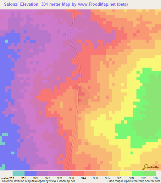Salonzi,Benin Elevation Map