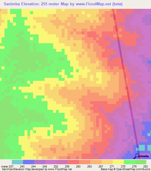 Sanimba,Benin Elevation Map
