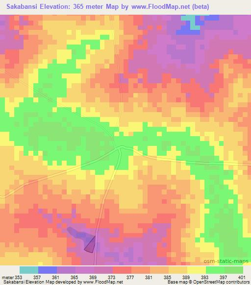 Sakabansi,Benin Elevation Map