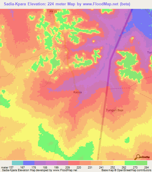 Sadia-Kpara,Benin Elevation Map