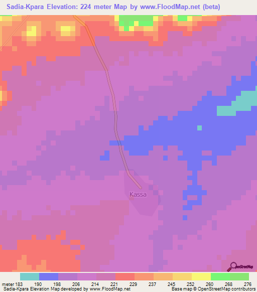 Sadia-Kpara,Benin Elevation Map