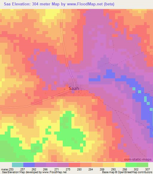 Saa,Benin Elevation Map