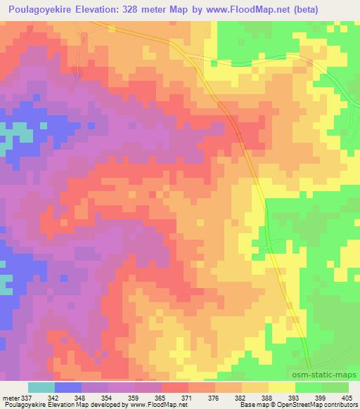 Poulagoyekire,Benin Elevation Map