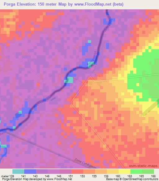 Porga,Benin Elevation Map