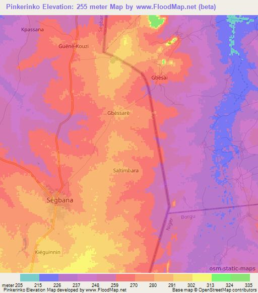 Pinkerinko,Benin Elevation Map
