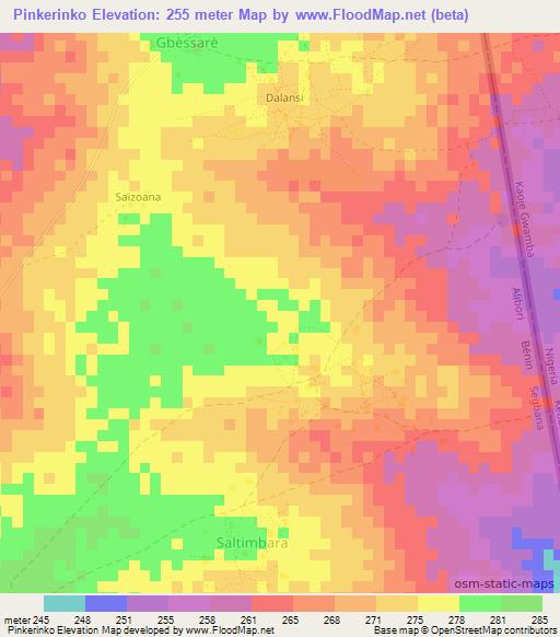 Pinkerinko,Benin Elevation Map