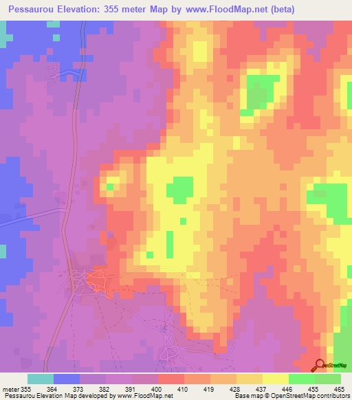 Pessaurou,Benin Elevation Map