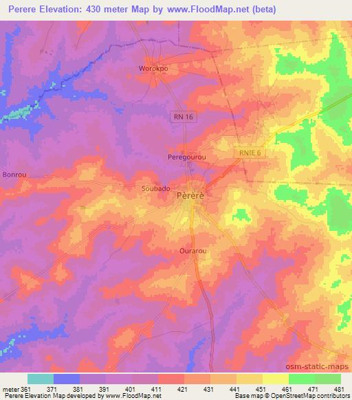 Perere,Benin Elevation Map
