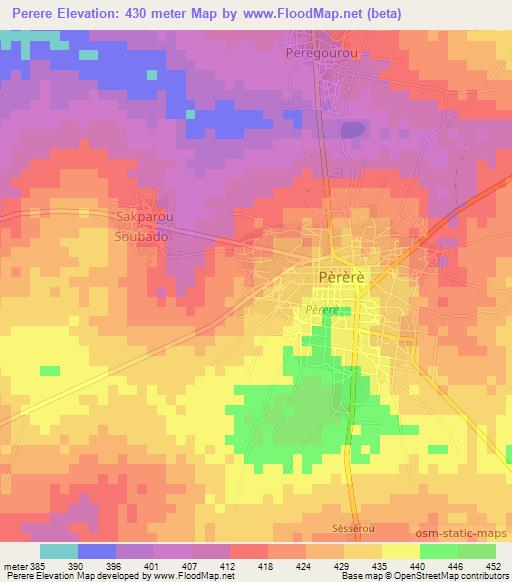 Perere,Benin Elevation Map