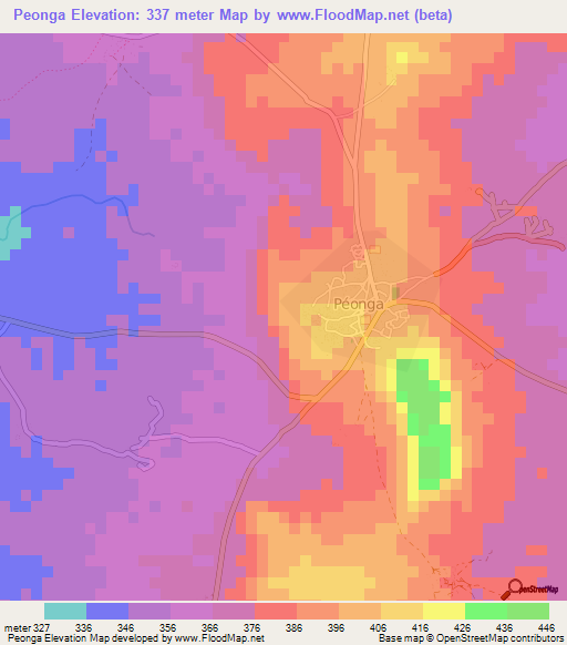 Peonga,Benin Elevation Map
