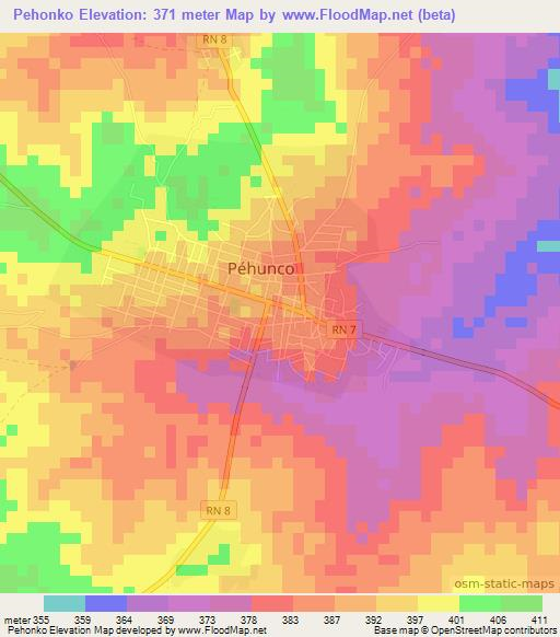 Pehonko,Benin Elevation Map