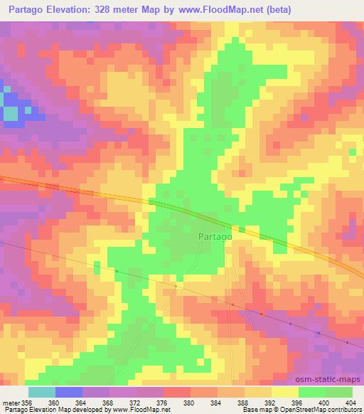 Partago,Benin Elevation Map