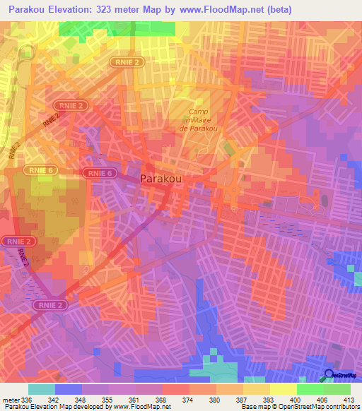 Parakou,Benin Elevation Map