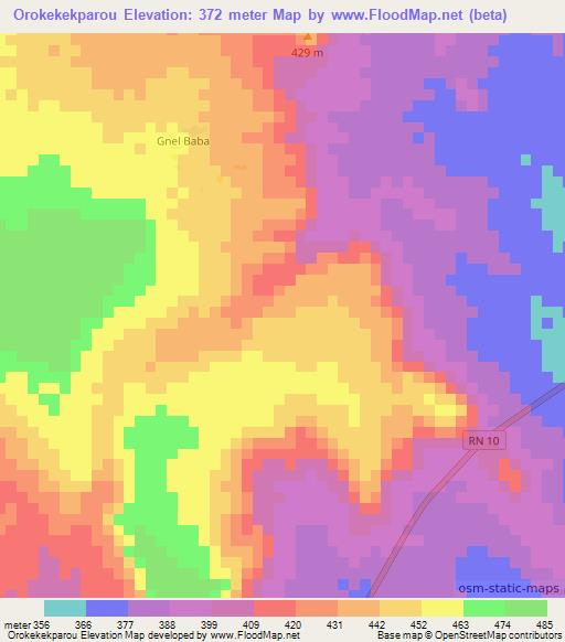 Orokekekparou,Benin Elevation Map