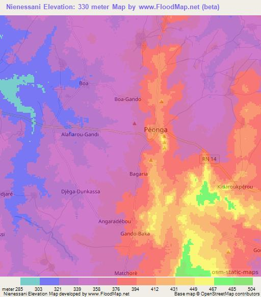 Nienessani,Benin Elevation Map