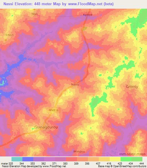 Nassi,Benin Elevation Map