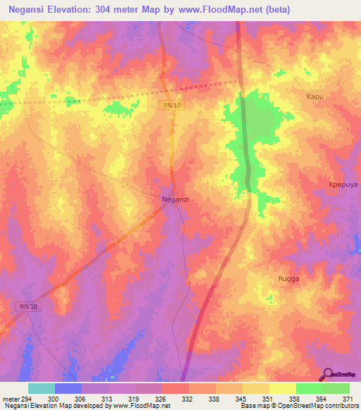 Negansi,Benin Elevation Map
