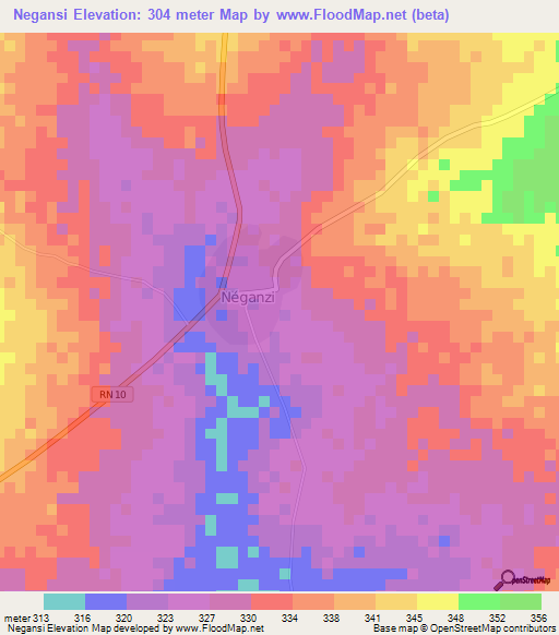 Negansi,Benin Elevation Map