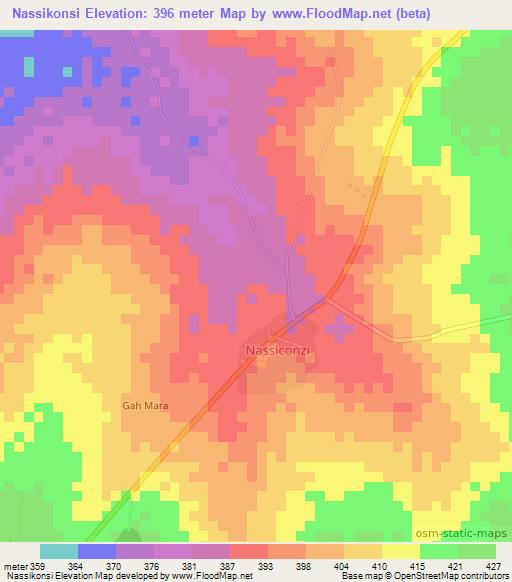Nassikonsi,Benin Elevation Map