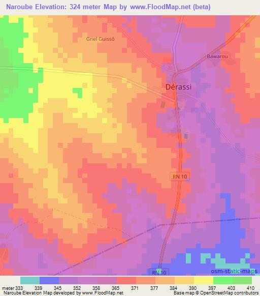 Naroube,Benin Elevation Map