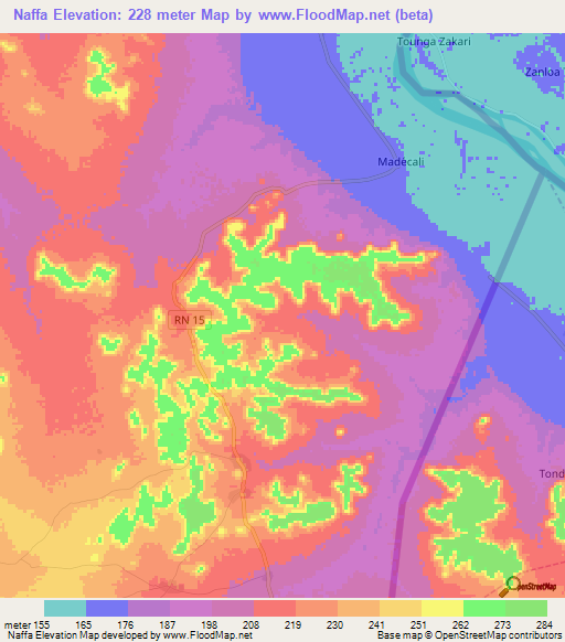 Naffa,Benin Elevation Map