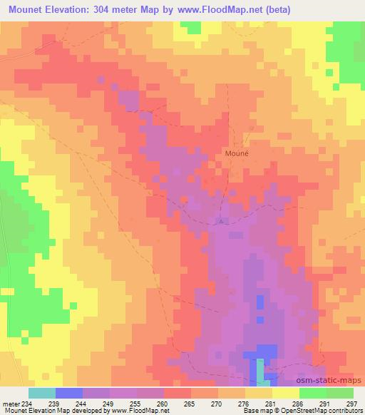 Mounet,Benin Elevation Map