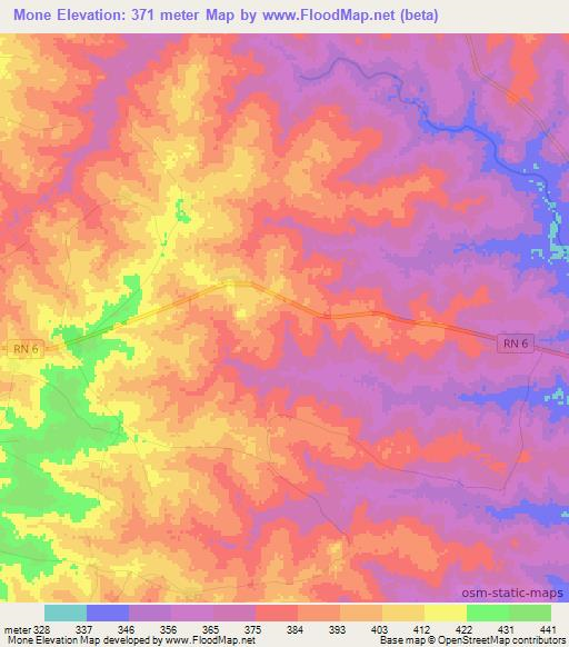 Mone,Benin Elevation Map