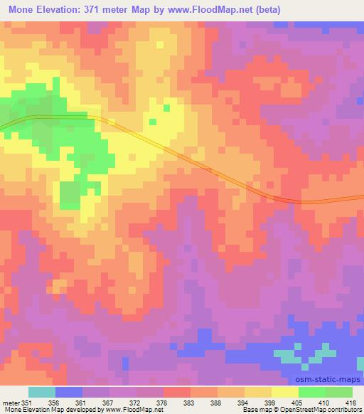 Mone,Benin Elevation Map