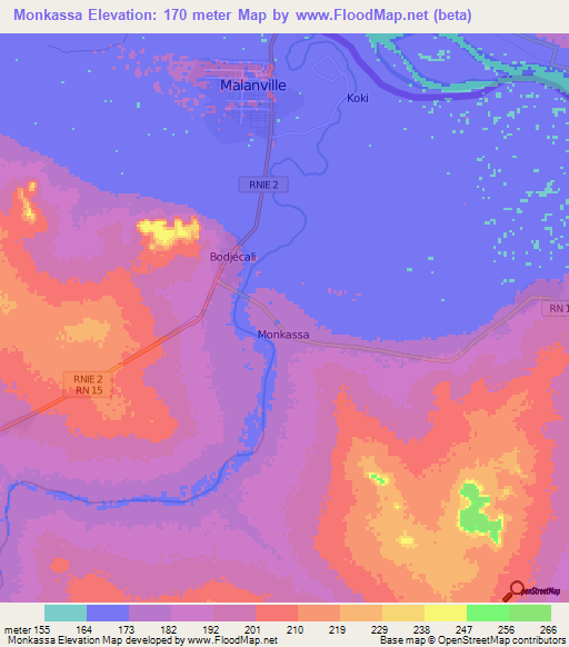 Monkassa,Benin Elevation Map