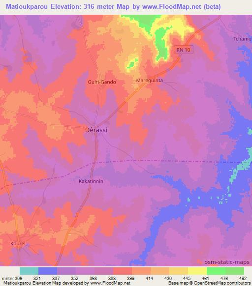 Matioukparou,Benin Elevation Map