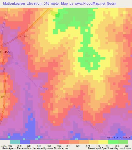Matioukparou,Benin Elevation Map