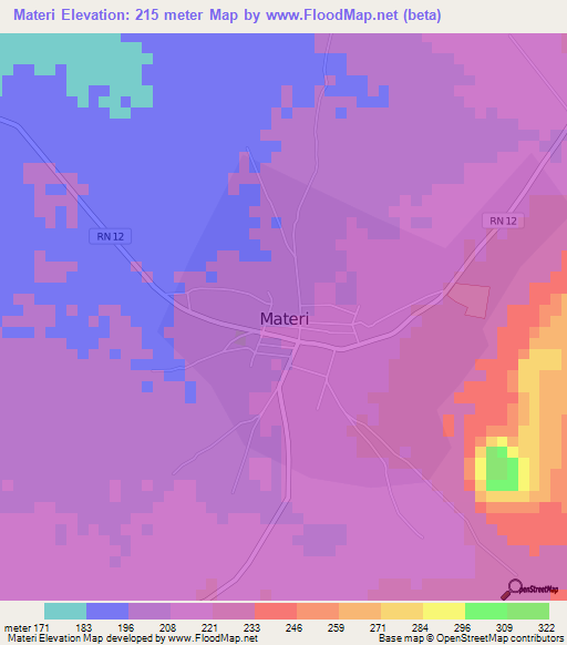 Materi,Benin Elevation Map