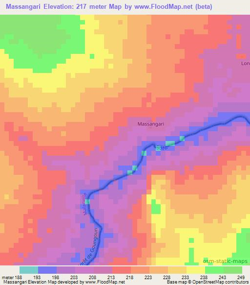 Massangari,Benin Elevation Map