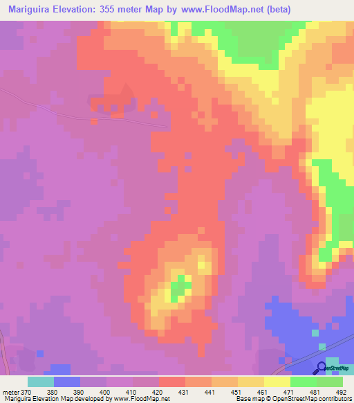 Mariguira,Benin Elevation Map