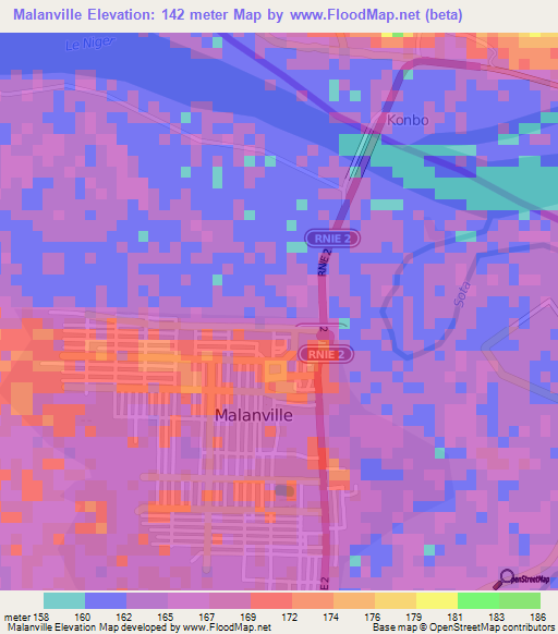 Malanville,Benin Elevation Map