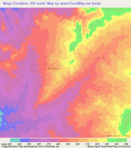Maga,Benin Elevation Map