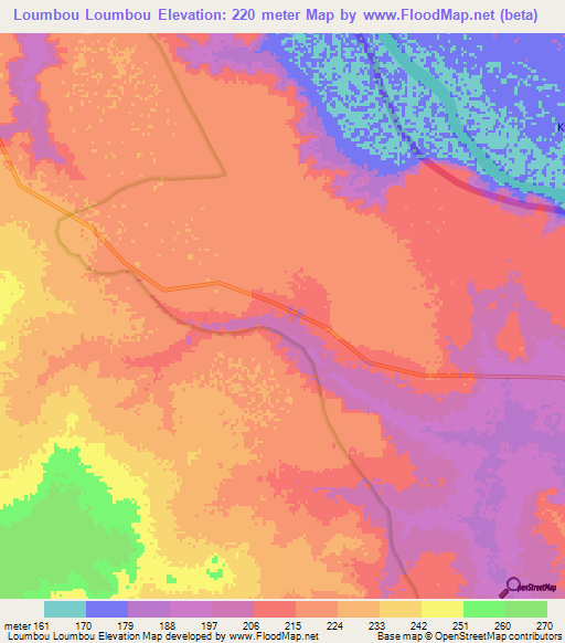 Loumbou Loumbou,Benin Elevation Map