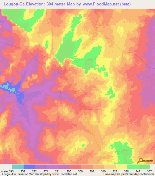 Lougou-Ga,Benin Elevation Map