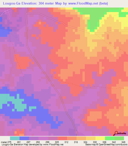 Lougou-Ga,Benin Elevation Map