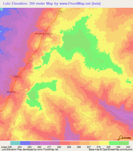 Lolo,Benin Elevation Map