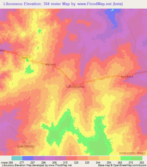 Liboussou,Benin Elevation Map