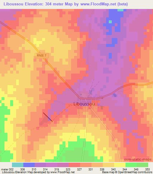 Liboussou,Benin Elevation Map