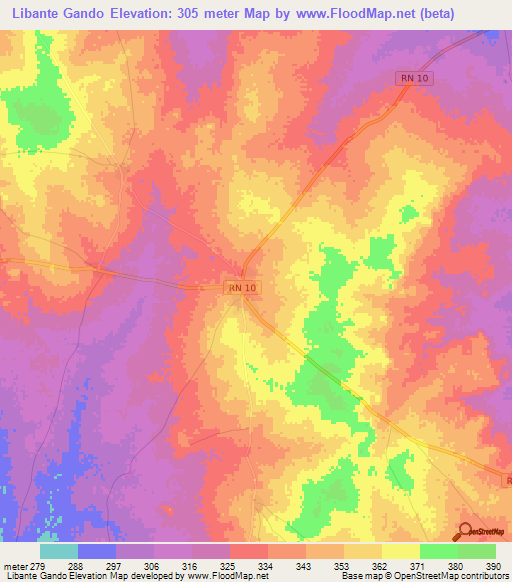 Libante Gando,Benin Elevation Map