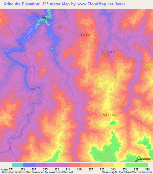 Krikoube,Benin Elevation Map