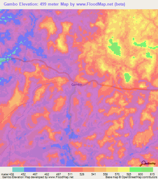 Gambo,Central African Republic Elevation Map