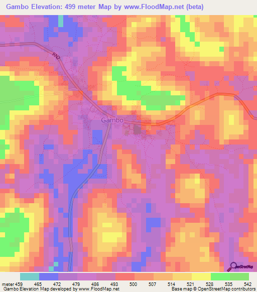 Gambo,Central African Republic Elevation Map