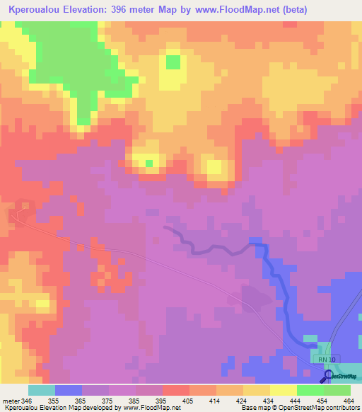 Kperoualou,Benin Elevation Map