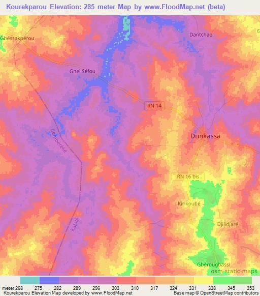 Kourekparou,Benin Elevation Map