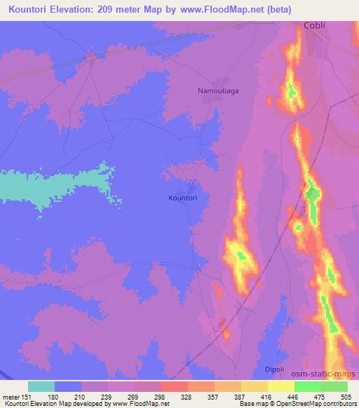 Kountori,Benin Elevation Map