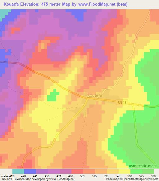 Kouarfa,Benin Elevation Map